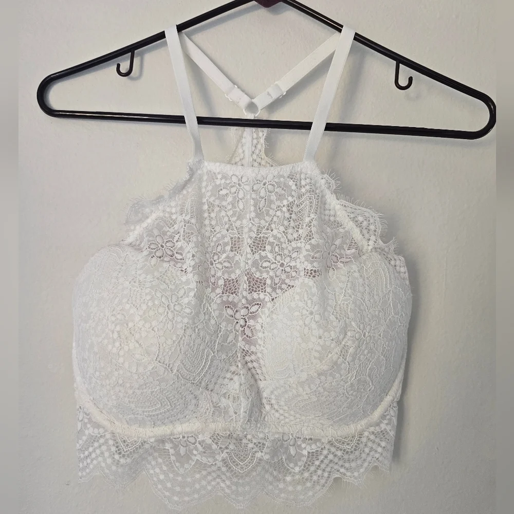 Victoria Secret Pink White Lace Bralette size S